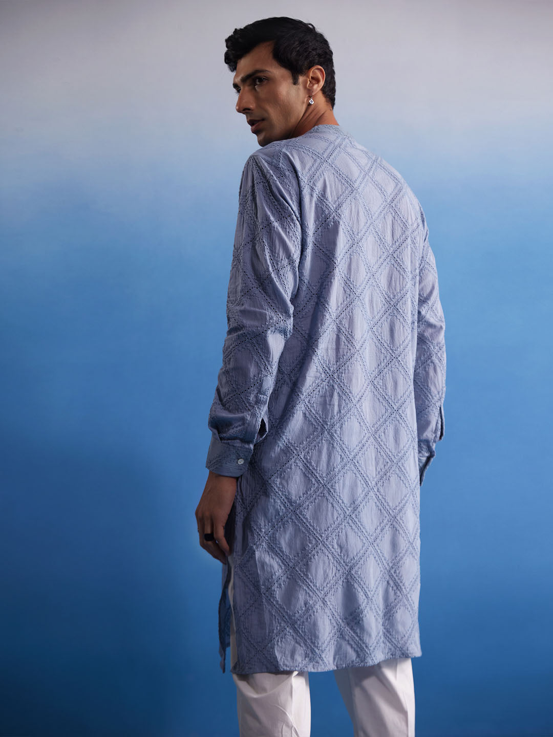 Aqua Cotton Wedding Men's Kurta