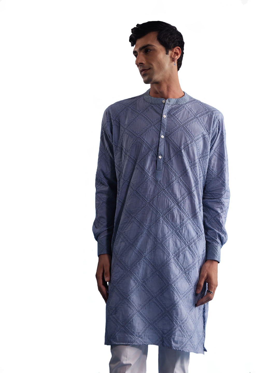 Aqua Cotton Wedding Men's Kurta