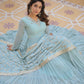 All Season Designer Embroidered Work Faux Georgette Sky Gown with Dupatta