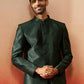 Men Bottle Green Silk Jodhpuri