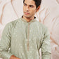 Men's Green Silk Blend Kurta Pyjama Set
