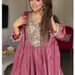 Mauve Gold Crush Dhoti Set with Mirror Work