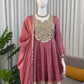 Mauve Gold Crush Dhoti Set with Mirror Work