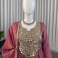 Mauve Gold Crush Dhoti Set with Mirror Work