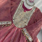 Mauve Gold Crush Dhoti Set with Mirror Work