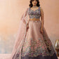 Ombre Purple and Mauve Sequins Embroidered Semi-Stitched Lehenga Set