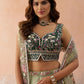 Ombre Green and Lime green Net Sequins Embroidered Semi-Stitched Lehenga Set