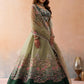 Ombre Green and Lime green Net Sequins Embroidered Semi-Stitched Lehenga Set