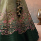 Ombre Green and Lime green Net Sequins Embroidered Semi-Stitched Lehenga Set