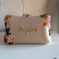 Customized Floral Embroidered Clutch with Flower Knob - Pastels