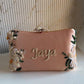 Customized Floral Embroidered Clutch with Flower Knob - Pastels