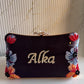Customized Floral Embroidered Clutch with Flower Knob - Non Pastels