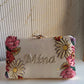 Customized Floral Embroidered Clutch with Flower Knob - Pastels