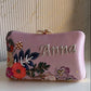 Customized Floral Embroidered Clutch with Flower Knob - Pastels
