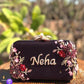 Customized Floral Embroidered Rectangular Clutch with Flower Knob