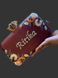 Customized Floral Embroidered Clutch - NONPASTELS - Flower Knob