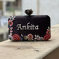Customized Floral Embroidered Clutch - NONPASTELS - Flower Knob