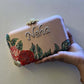 Customized Floral Embroidered Rectangular Clutch with Flower Knob