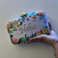Customized Floral Embroidered Rectangular Clutch with Flower Knob