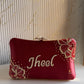 Customized Floral Embroidered Clutch with Flower Knob - Non Pastels