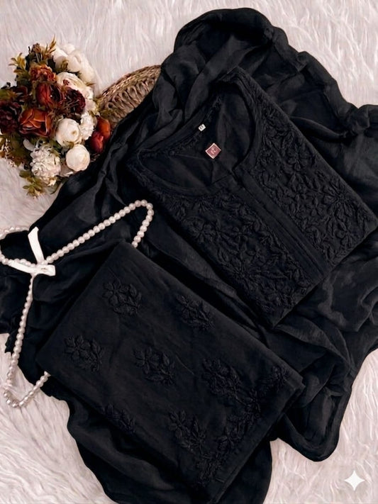 Rayon Cotton Lucknowi Kurta Set