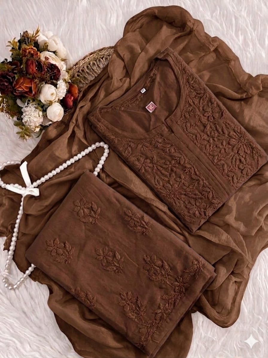 Rayon Cotton Lucknowi Kurta Set