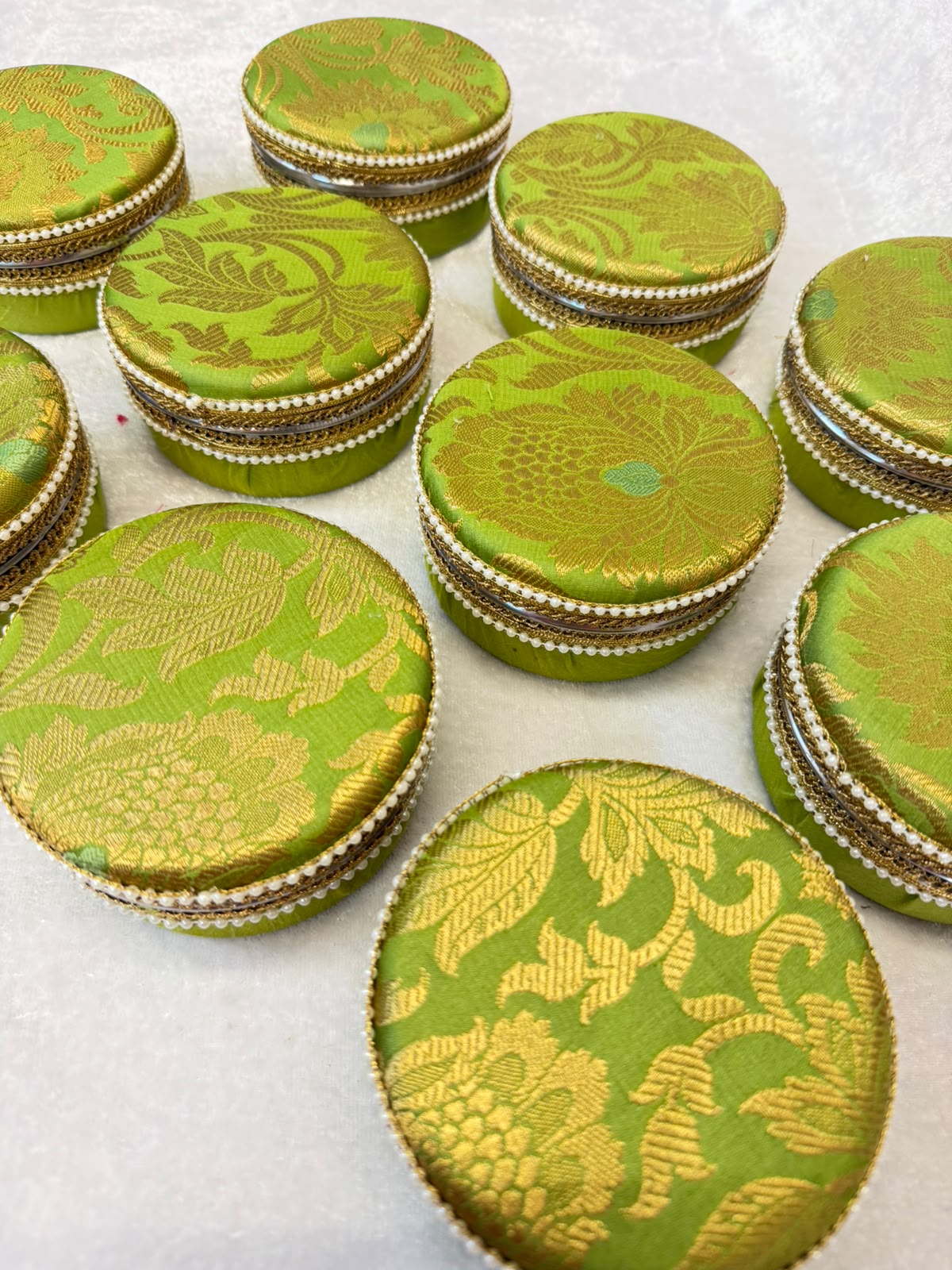 Brocade Steel Ladoo Boxes - Set of 4