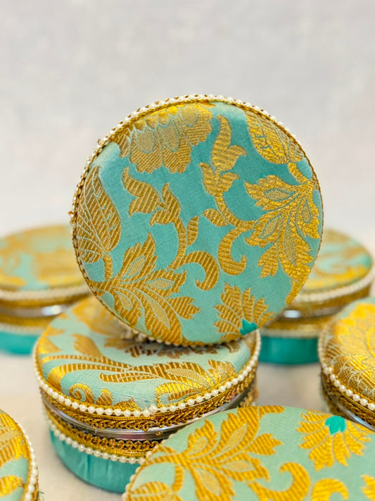 Brocade Steel Ladoo Boxes - Set of 4