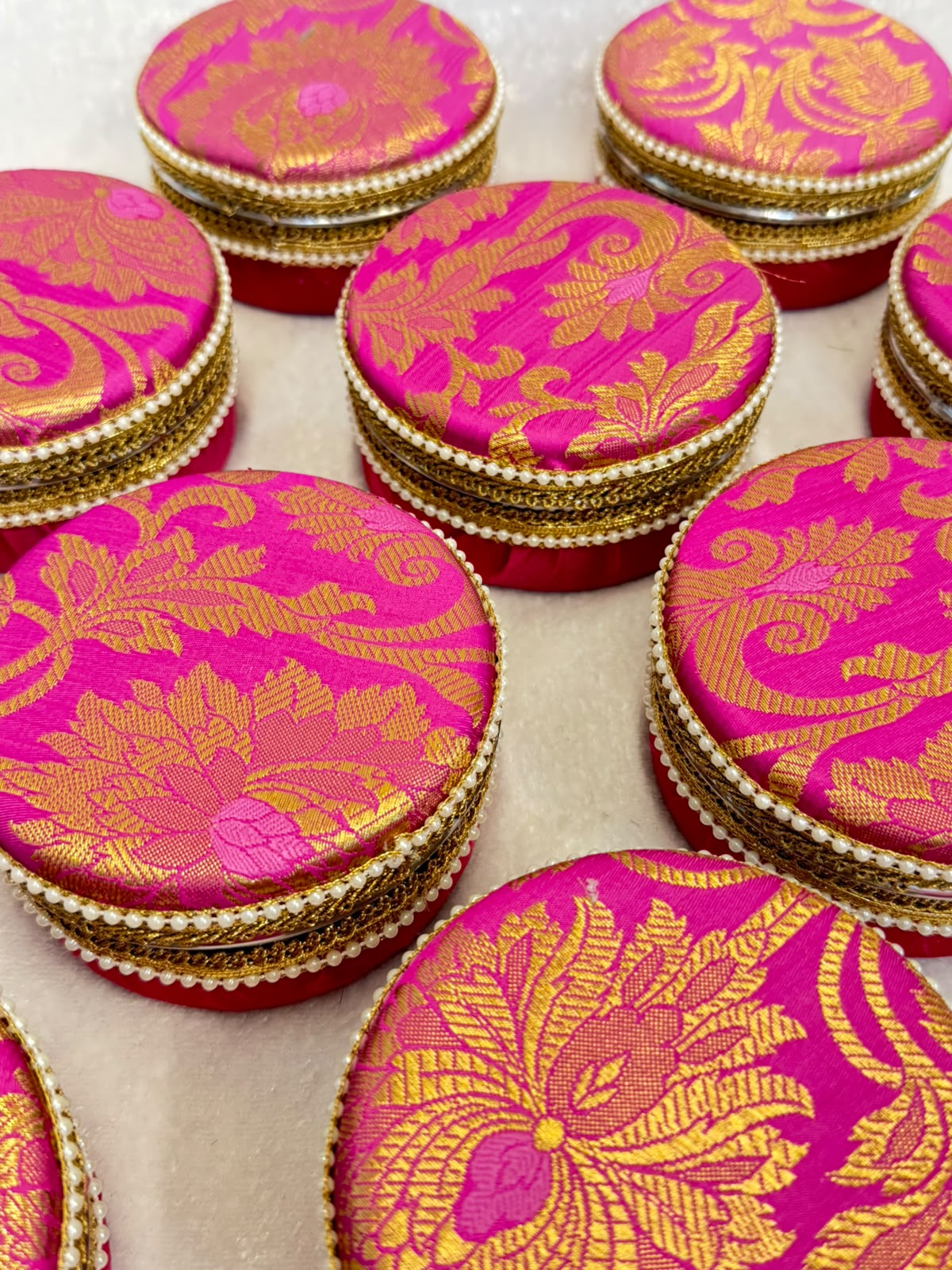 Brocade Steel Ladoo Boxes - Set of 4