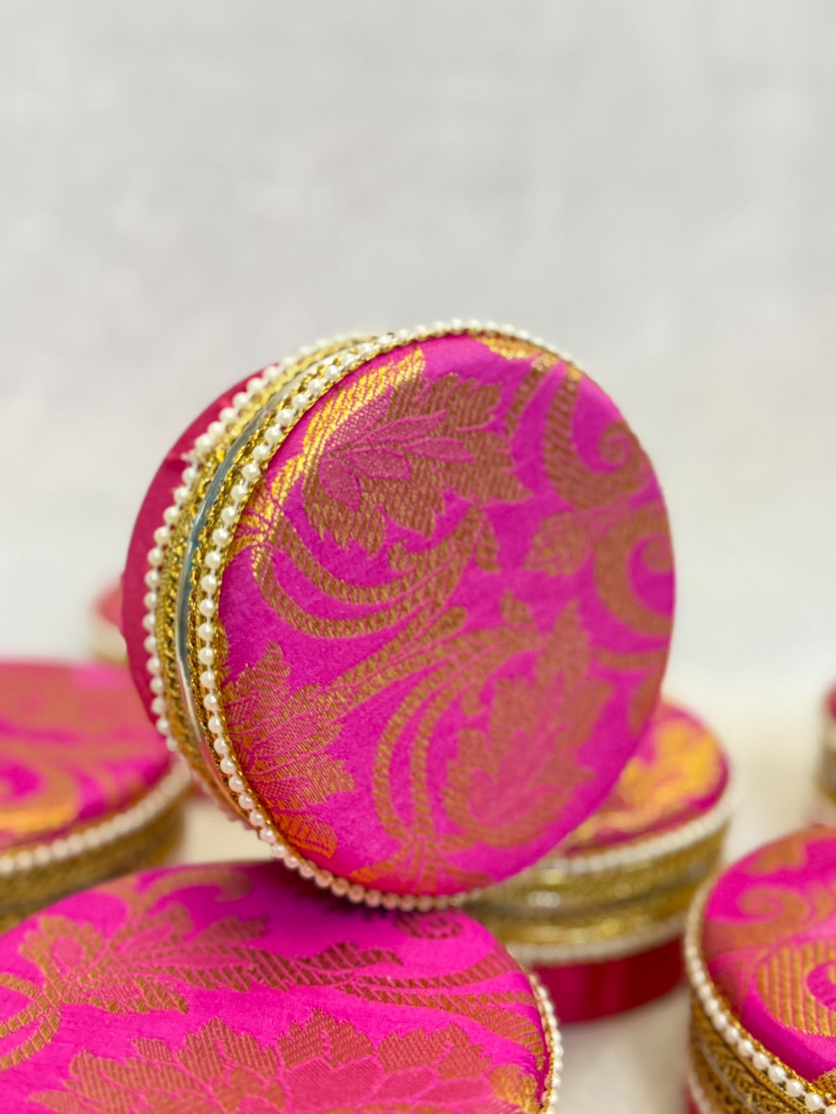 Brocade Steel Ladoo Boxes - Set of 4