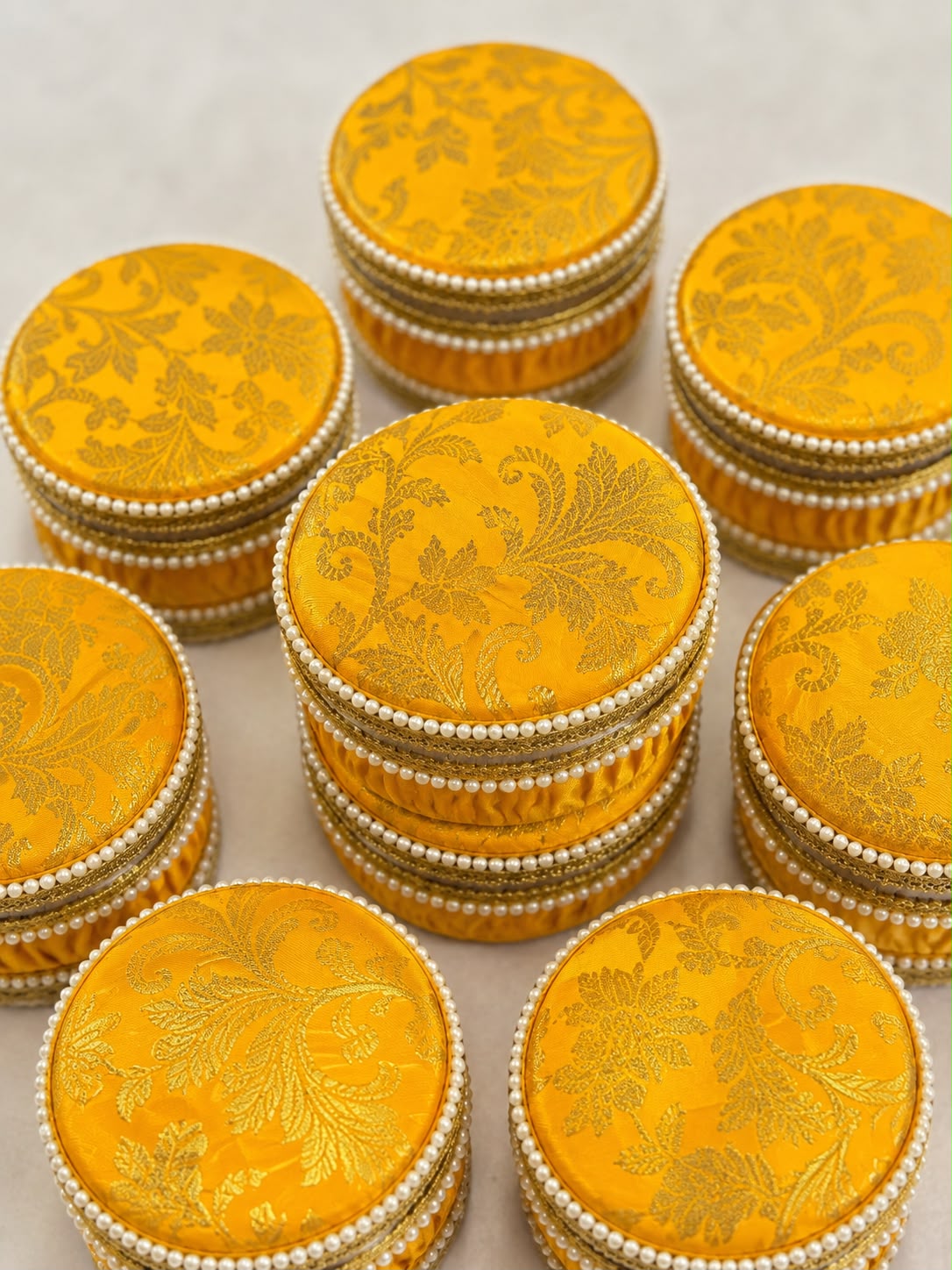 Brocade Steel Ladoo Boxes - Set of 4