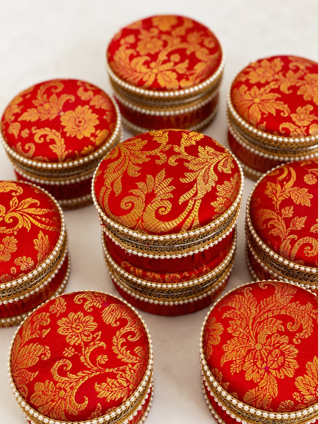 Brocade Steel Ladoo Boxes - Set of 4