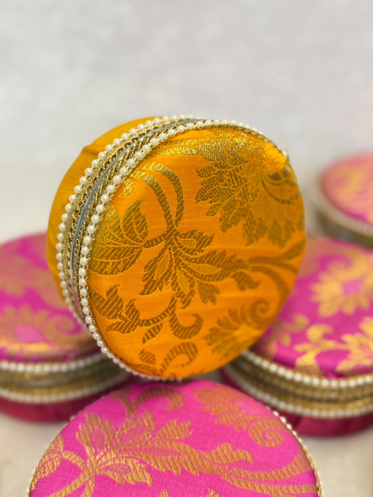 Brocade Steel Ladoo Boxes - Set of 4
