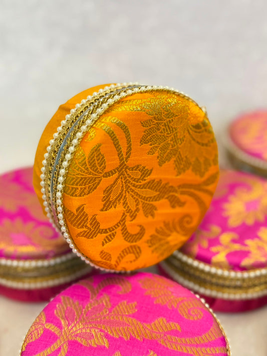 Brocade Steel Ladoo Boxes - Set of 4