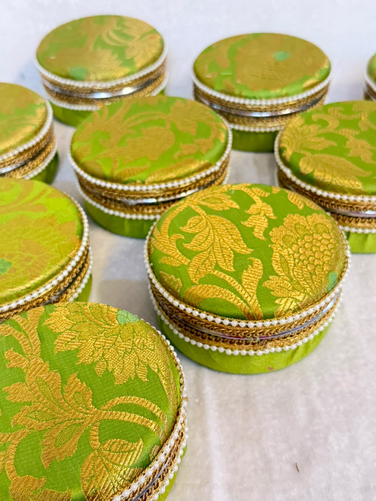 Brocade Steel Ladoo Boxes - Set of 4