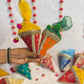 Brocade Cones use for Wedding favors and festive Giftings - Set of 4