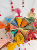 Brocade Cones use for Wedding favors and festive Giftings - Set of 4