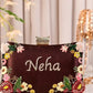 Customized Floral Embroidered Clutch with Cylindrical Knob