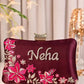 Customized Floral Embroidered Clutch with Cylindrical Knob