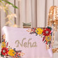 Customized Floral Embroidered Clutch with Cylindrical Knob