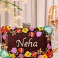 Customized Floral Embroidered Clutch with Cylindrical Knob
