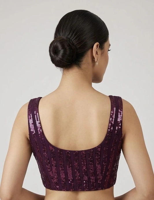 Alluring Maroon Embellished Designer Pre Draped Lycra Saree