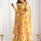 Stunning Yellow Floral Printed Georgette Event Wear Anarkali Suit