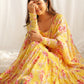 Stunning Yellow Floral Printed Georgette Event Wear Anarkali Suit