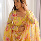 Stunning Yellow Floral Printed Georgette Event Wear Anarkali Suit