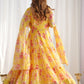 Stunning Yellow Floral Printed Georgette Event Wear Anarkali Suit