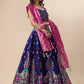Ready to Wear Lehenga & Unstitched Blouse With Dupatta - Navy & Pink