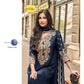 Navy Blue Embroidered Kurta Sharara Suit with Designer Dupatta
