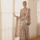 Champagne Gold Printed Crepe Silk Sharara Set