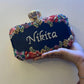 Customised Floral Embroidered Clutch